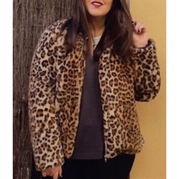 *PLUS SIZE teddy leopard print coat - Picture 2 of 6